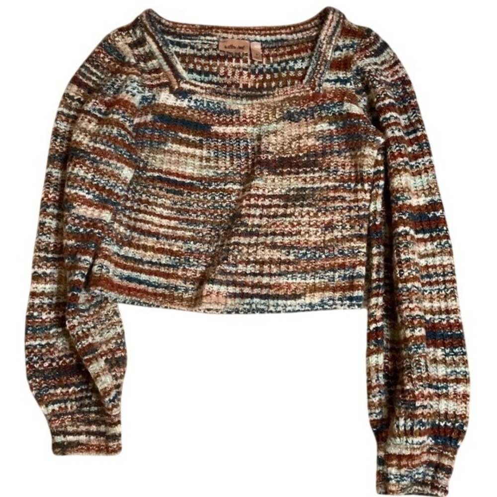 Willow Root Striped Square Neck Cropped‎ Sweater Size S